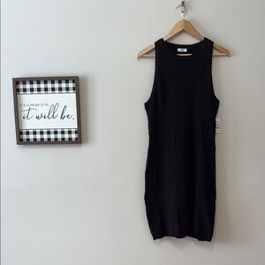 Ardene Black Sleeveless Ribbed Dress - Large